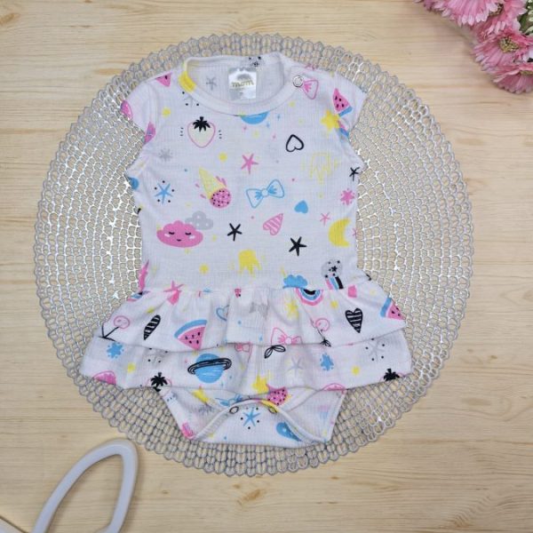 Body Babado Canelado Off - Colorido