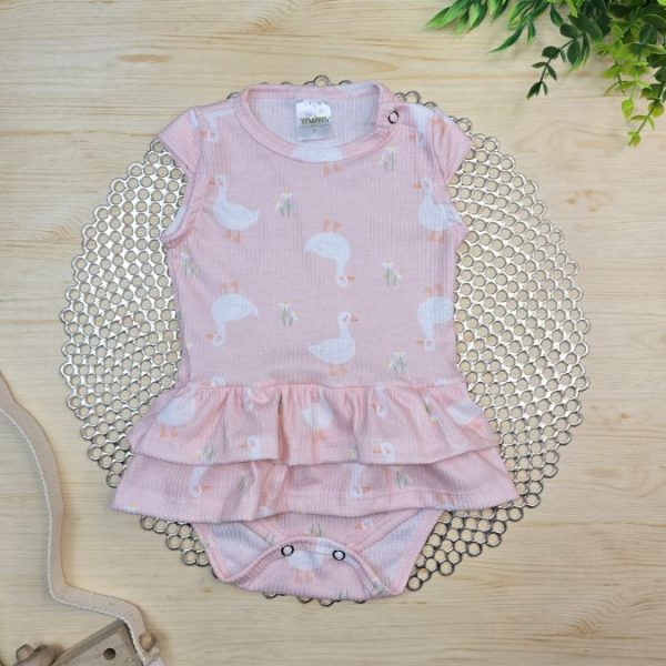 Body Babado Canelado Rosê -Cisne