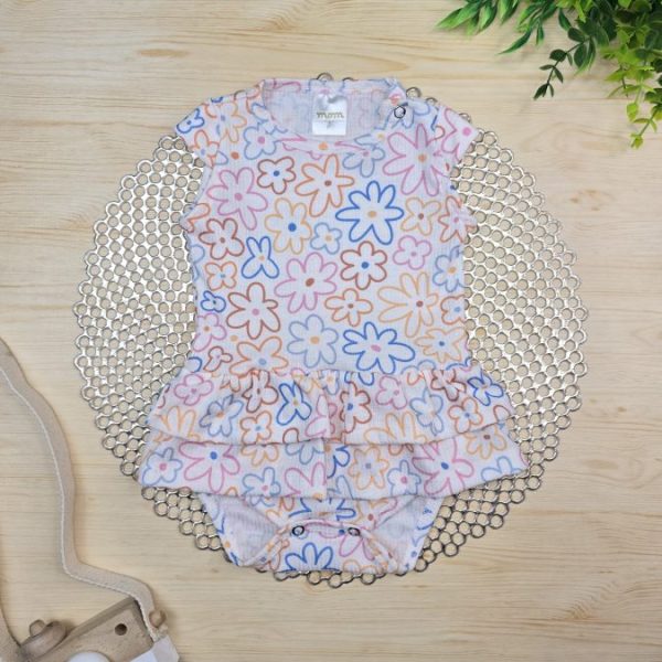 Body Babado Canelado Off - Florzinhas Coloridas