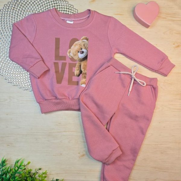 Conjunto de Moletom com Gola Rosê - Love Urso