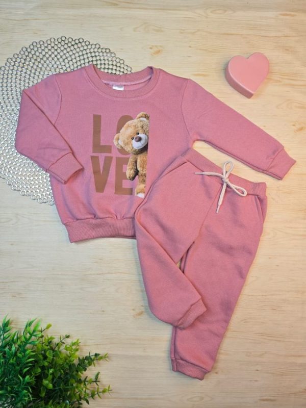 Conjunto de Moletom com Gola Rosê - Love Urso