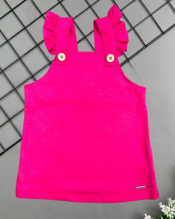 Salopete Babado Rosa