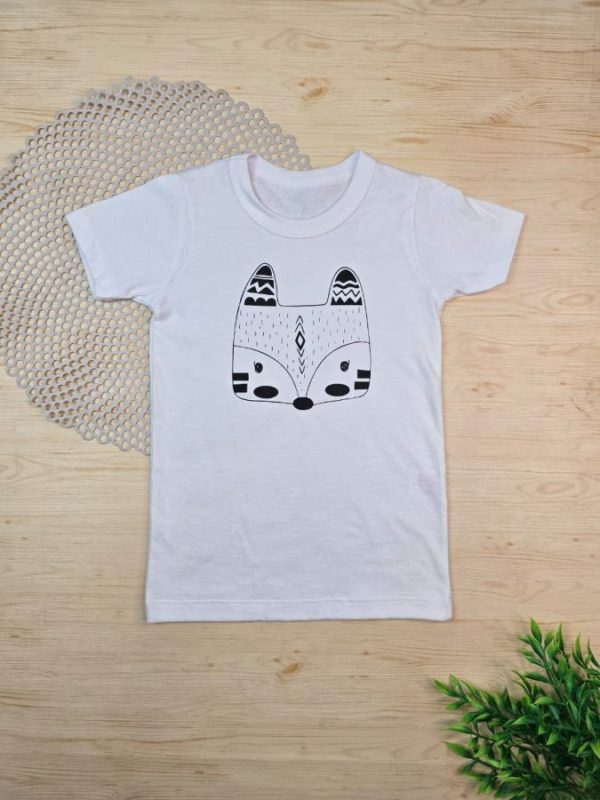 Camiseta Curta Infantil Tradicional Smile Branco Raposinha