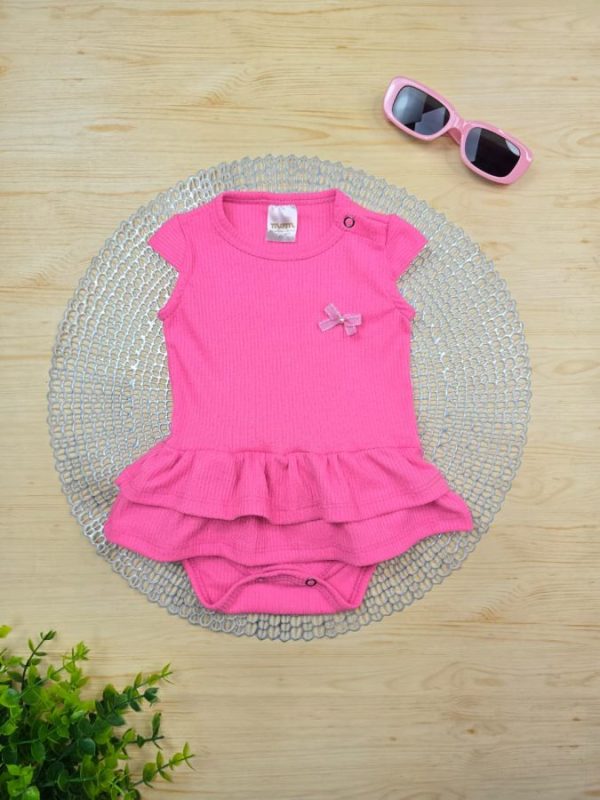 Body Babado Rosa Claro - Aplique Laço