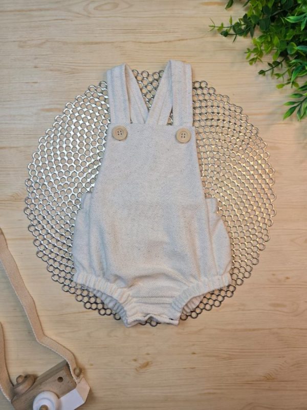 Romper Unissex De Linho - Off White