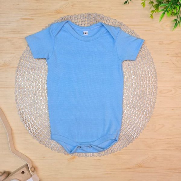 Body para Bebê Manga Curta Liso Azul Bebê