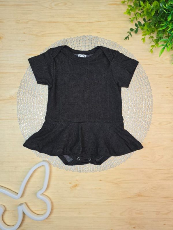 Body Vestido Denim Imita Jeans - Preto