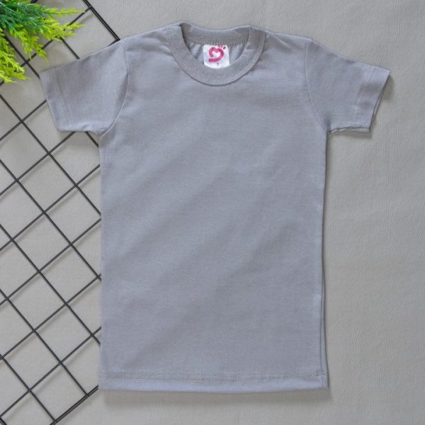 Camiseta Infantil Lisa de Menino em 100% Algodão - Cinza