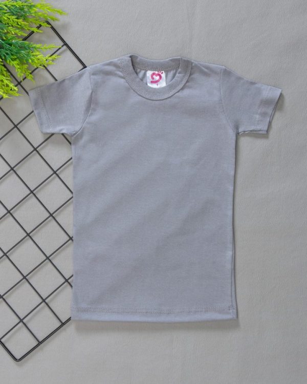 Camiseta Curta Infantil Tradicional Lisa - Cinza