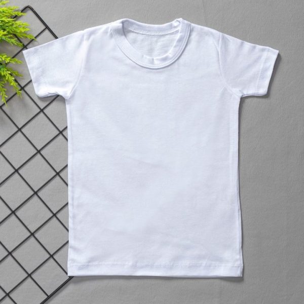 Camiseta Infantil Lisa de Menino em 100% Algodão - Branca
