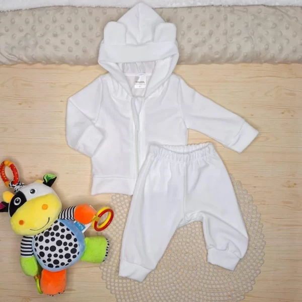 Conjunto Longo Jaqueta e Calça Plush Branco