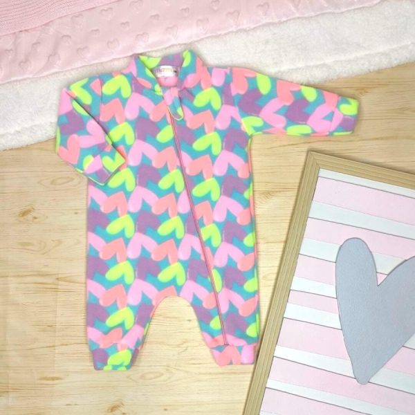 Macacão Pijama Soft Coração Neon