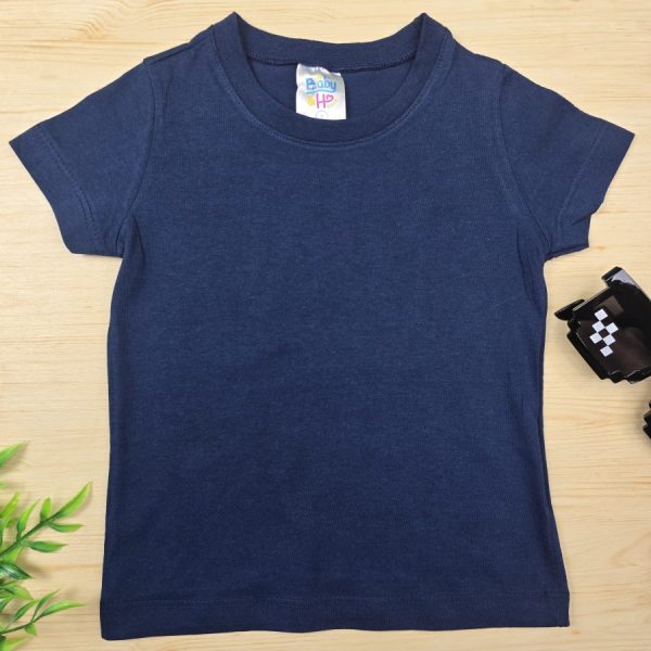 Camiseta Curta Infantil Lisa Azul Marinho