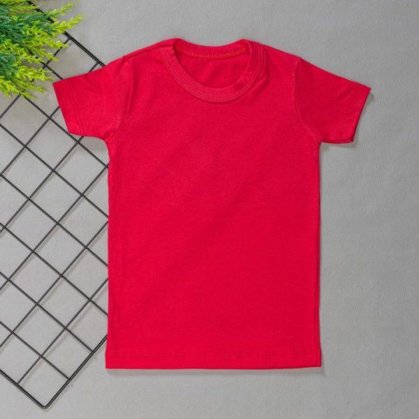 Camiseta Infantil Lisa de Menino em 100% Algodão - Vermelha