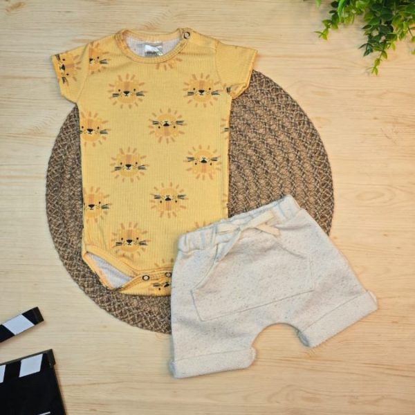 Conjunto Body Canelado e Shorts Em Linho - Leão Sol