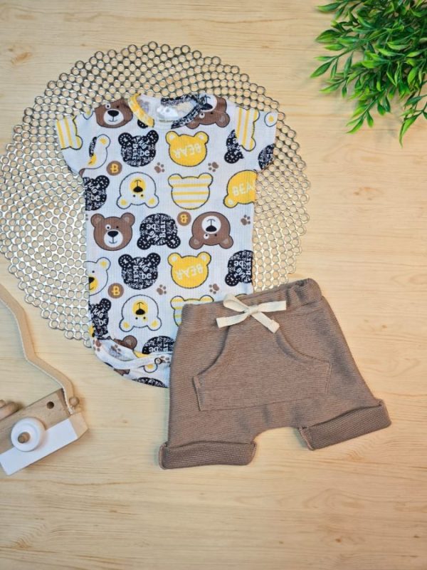 Conjunto Body Canelado e Shorts Mustang - Ursinhos