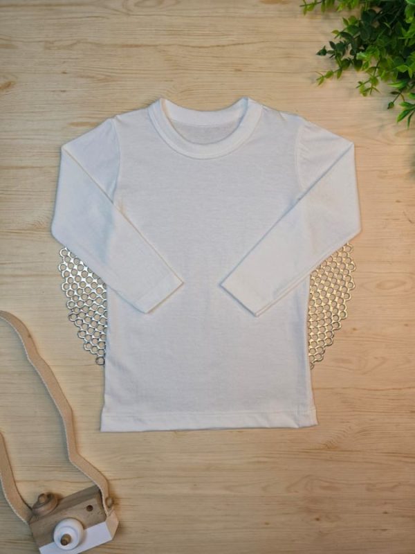 Camiseta Infantil Manga Longa Tradicional Off White