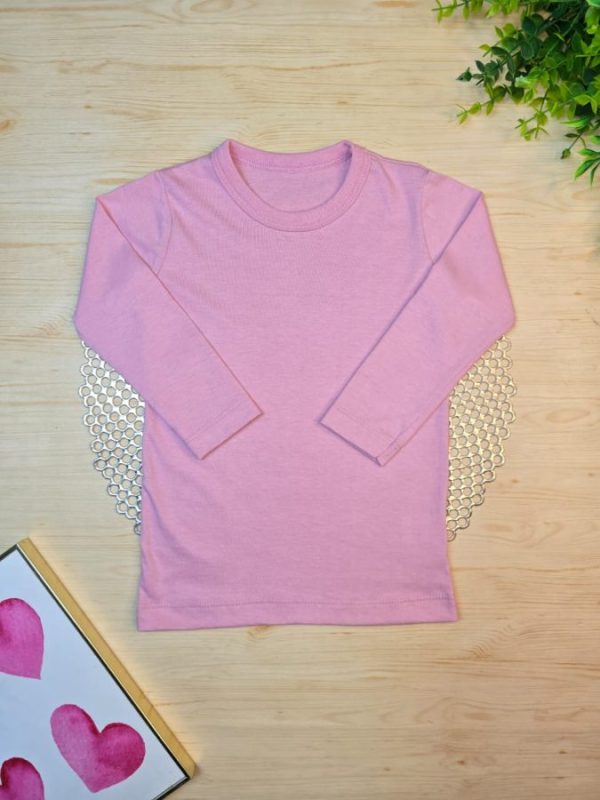 Camiseta Infantil Manga Longa Tradicional Rosa