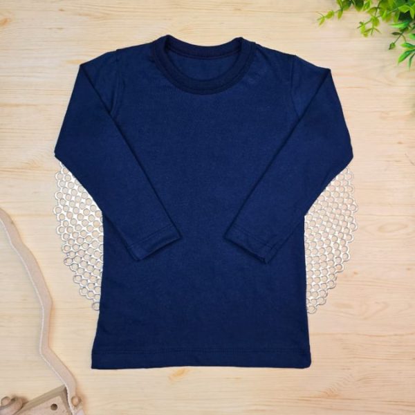 Camiseta Longa Infantil Lisa Azul Marinho