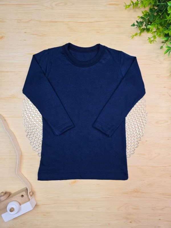 Camiseta Infantil Manga Longa Tradicional Azul Marinho