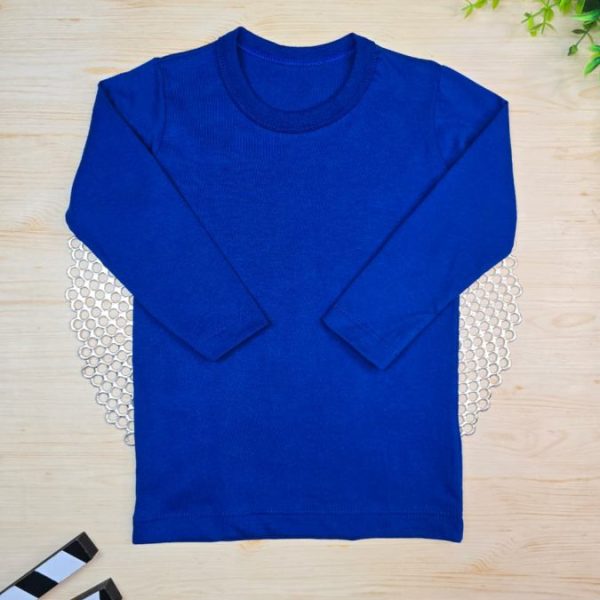Camiseta Longa Infantil Lisa Azul Royal