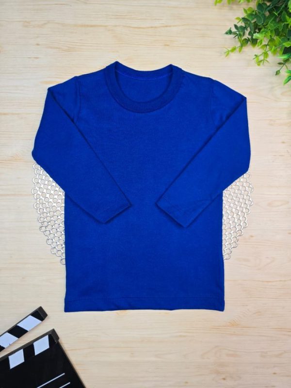 Camiseta Infantil Manga Longa Tradicional Azul Royal