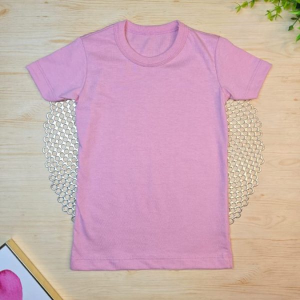 Camiseta Infantil Lisa de Menina em 100% Algodão - Rosa