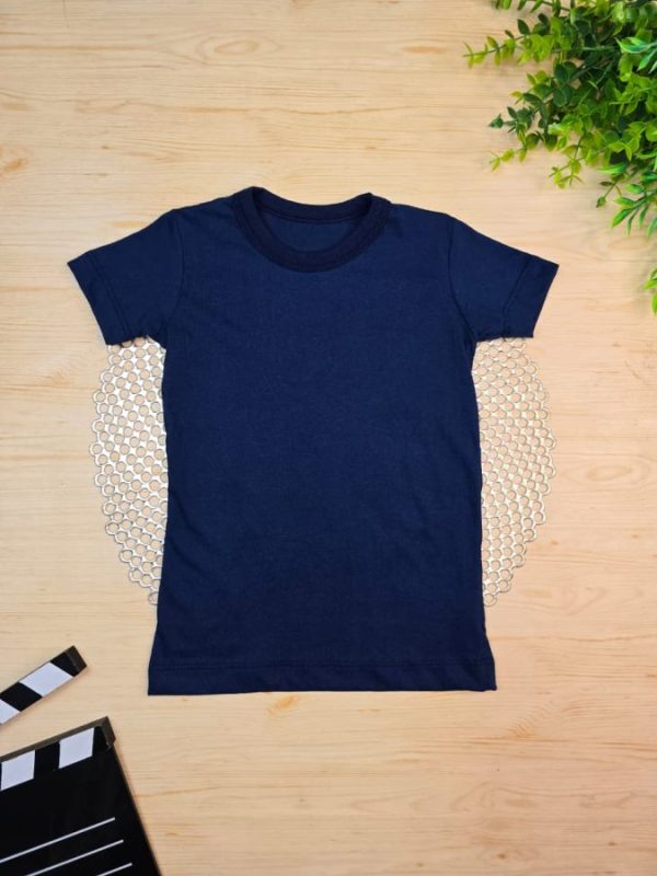 Camiseta Infantil Manga Curta Tradicional Azul Marinho