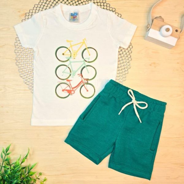 Conjunto Infantil Camiseta e Bermuda Moletinho - Bike