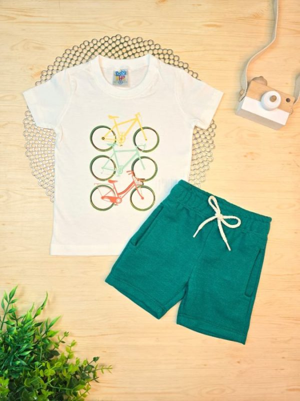 Conjunto Infantil Camiseta e Bermuda Moletinho- Bike