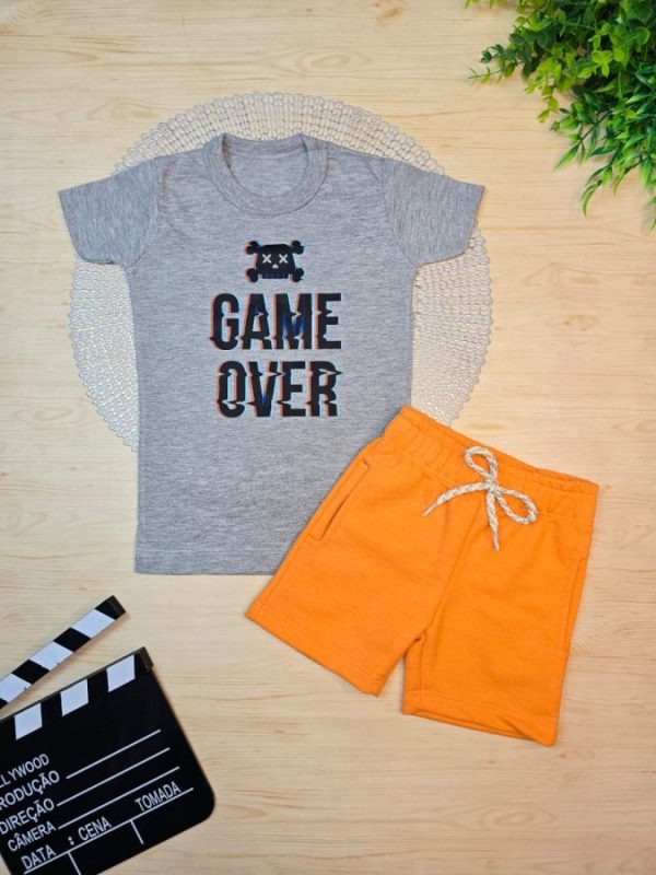 Conjunto Infantil Camiseta e Bermuda Moletinho- Game Over