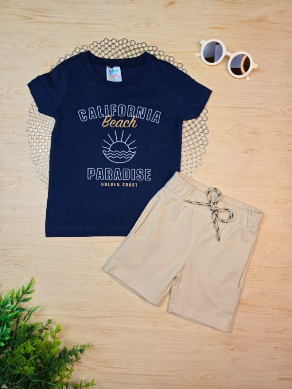 Conjunto Infantil Camiseta e Bermuda Moletinho - Califórnia