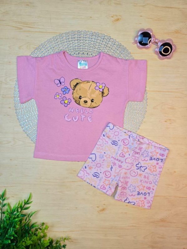 Conjunto Infantil Blusa e Ciclista - Rosa Happy Love