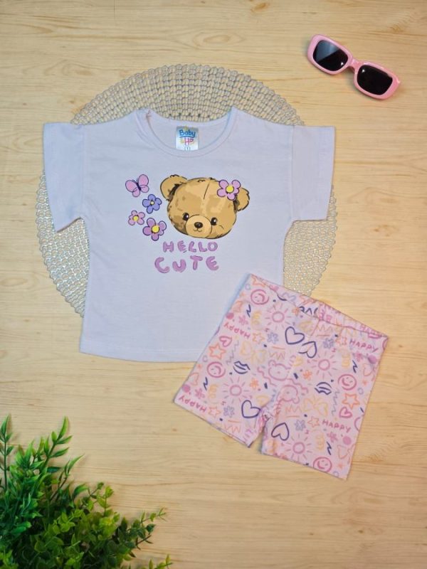 Conjunto Infantil Blusa e Ciclista -Branco Happy Love