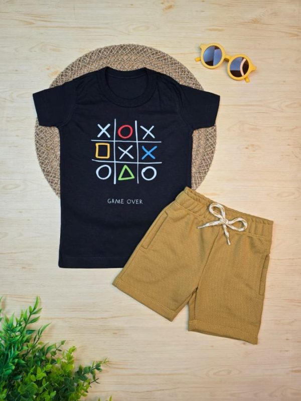 Conjunto Infantil Camiseta e Bermuda Moletinho- Game