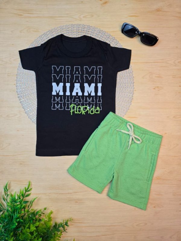 Conjunto Infantil Camiseta e Bermuda Moletinho- Miami