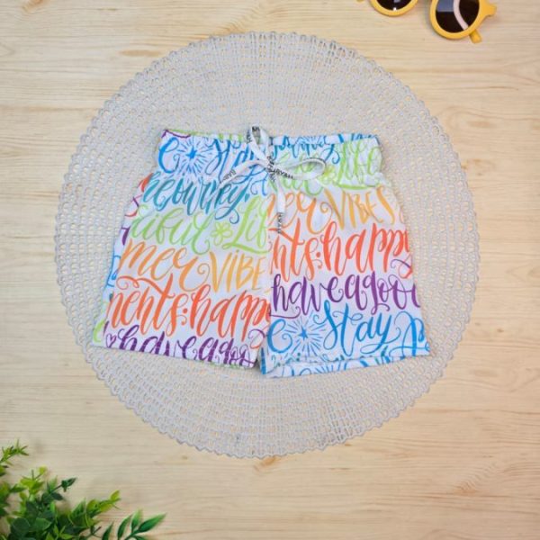 Shorts Infantil De Tactel c/ Elastano Estampado - Colorido