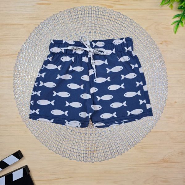 Shorts Infantil De Tactel c/ Elastano Estampado - Peixinhos
