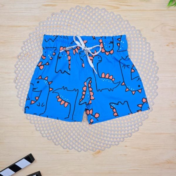 Shorts Infantil De Tactel c/ Elastano Estampado - Dino