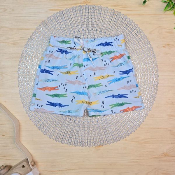 Shorts Infantil De Tactel c/ Elastano Estampado - Jacaré