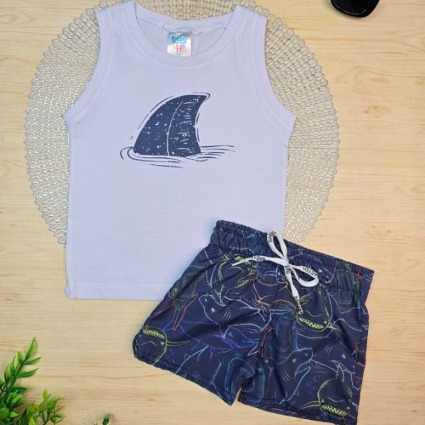 Conjunto Infantil Menino Regata e Shorts Tactel - Barbatana