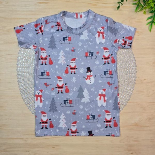 Camiseta Curta Infantil Estampada Canelada HoHoHo