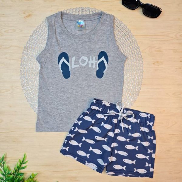 Conjunto Infantil Menino Regata e Shorts Tactel  - Chinelo