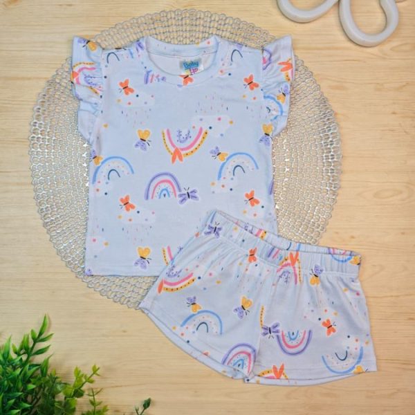 Pijama Infantil Curto Pele de Pêssego - Arco-íris