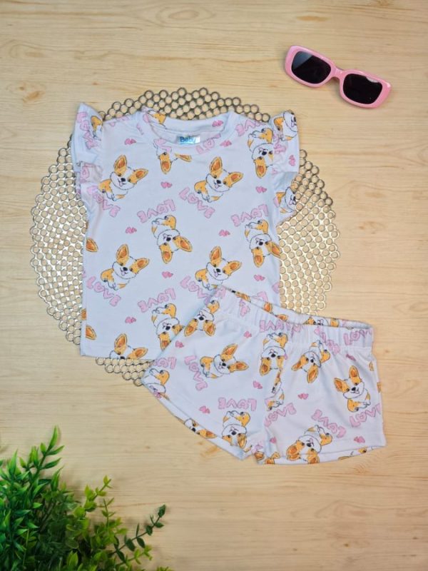 Pijama Infantil Curto Pele de Pêssego Estampado - Dog Love