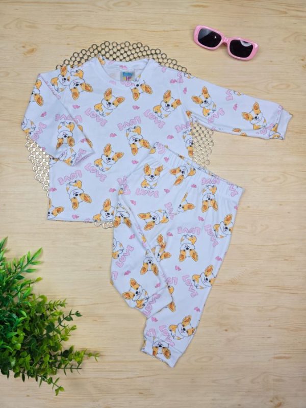 Pijama Infantil Longo Pele de Pêssego Estampado - Dog Love