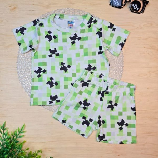 Pijama Infantil de Menino Curto Pele de Pêssego - Game