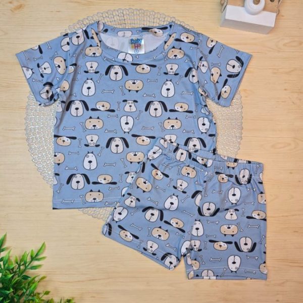 Pijama Infantil de Menino Curto Pele de Pêssego - Dog