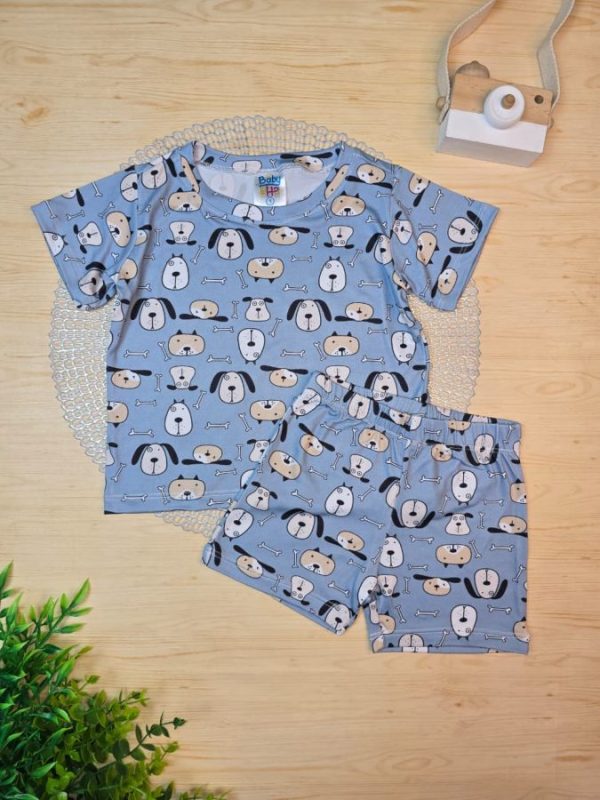 Pijama Infantil Curto Pele de Pêssego Estampado - Dog