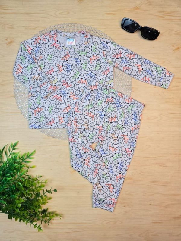 Pijama Infantil Longo Pele de Pêssego Estampado - Bike